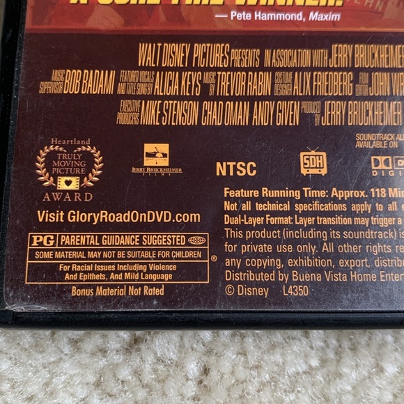 Disney Glory Road DVD with Bonus Features, Rated PG - Picture 4 of 7